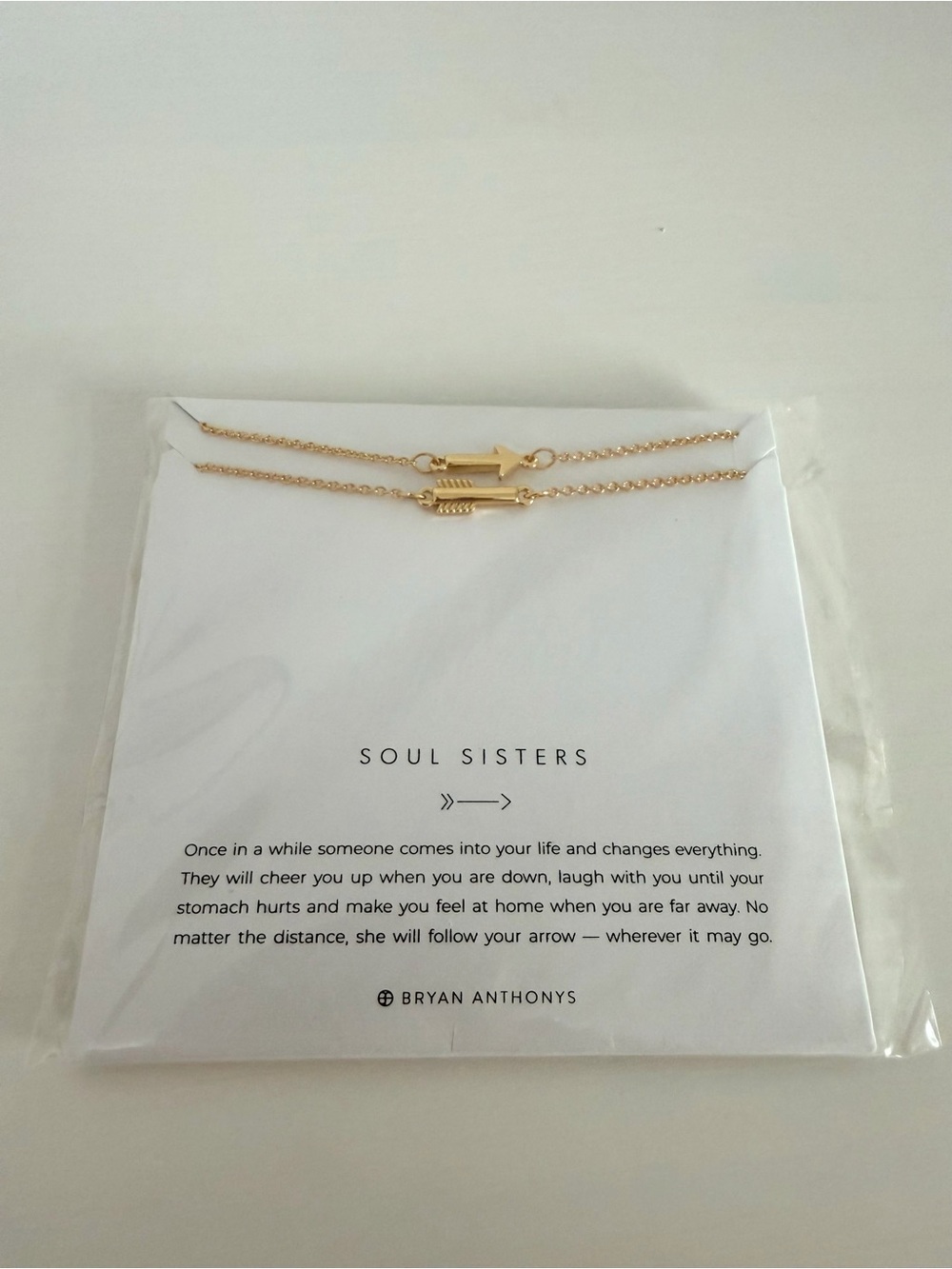 Bryan Anthonys - NWT Soul Sisters Gold Arrow Friendship Necklace